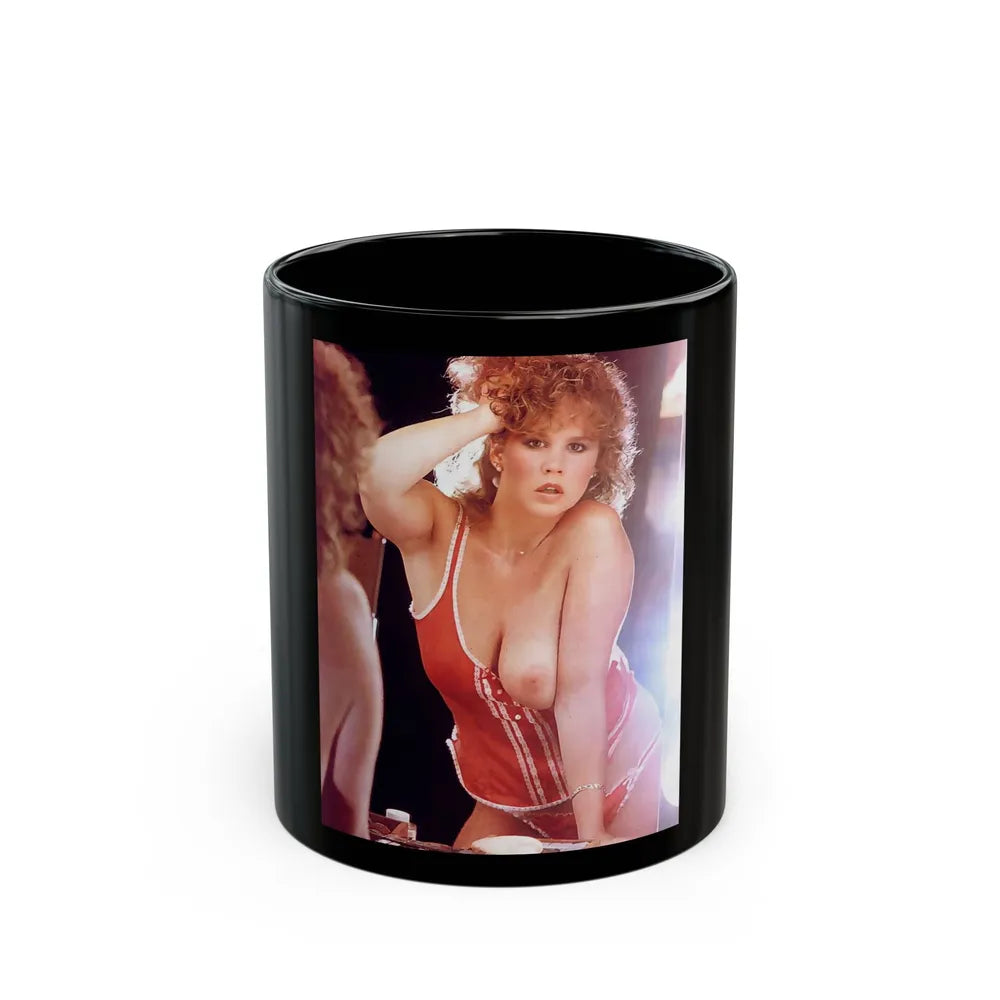 Linda Blair #138 - Partially Topless (Vintage Female Icon) Black Coffee Mug-11oz-Go Mug Yourself