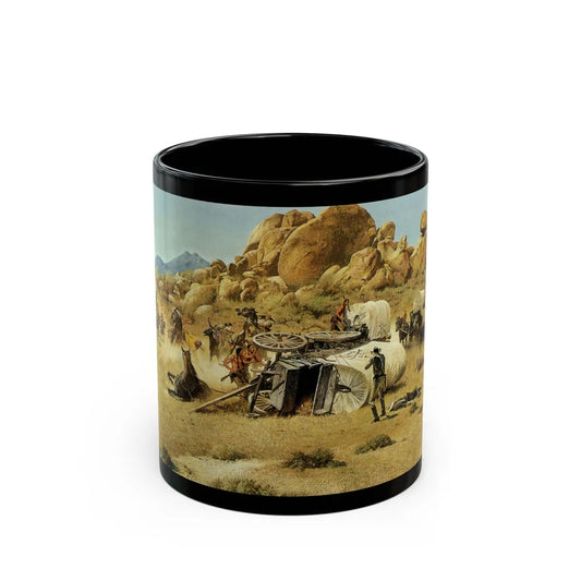 Robert McGinnis (1926-) Fight at Gila Trail - Black Coffee Mug-11oz-Go Mug Yourself