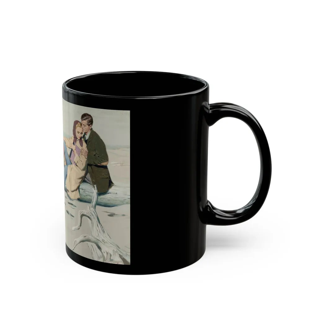 Couple on the Beach, probable commercial advertisement, 1960 - Black Coffee Mug-Go Mug Yourself