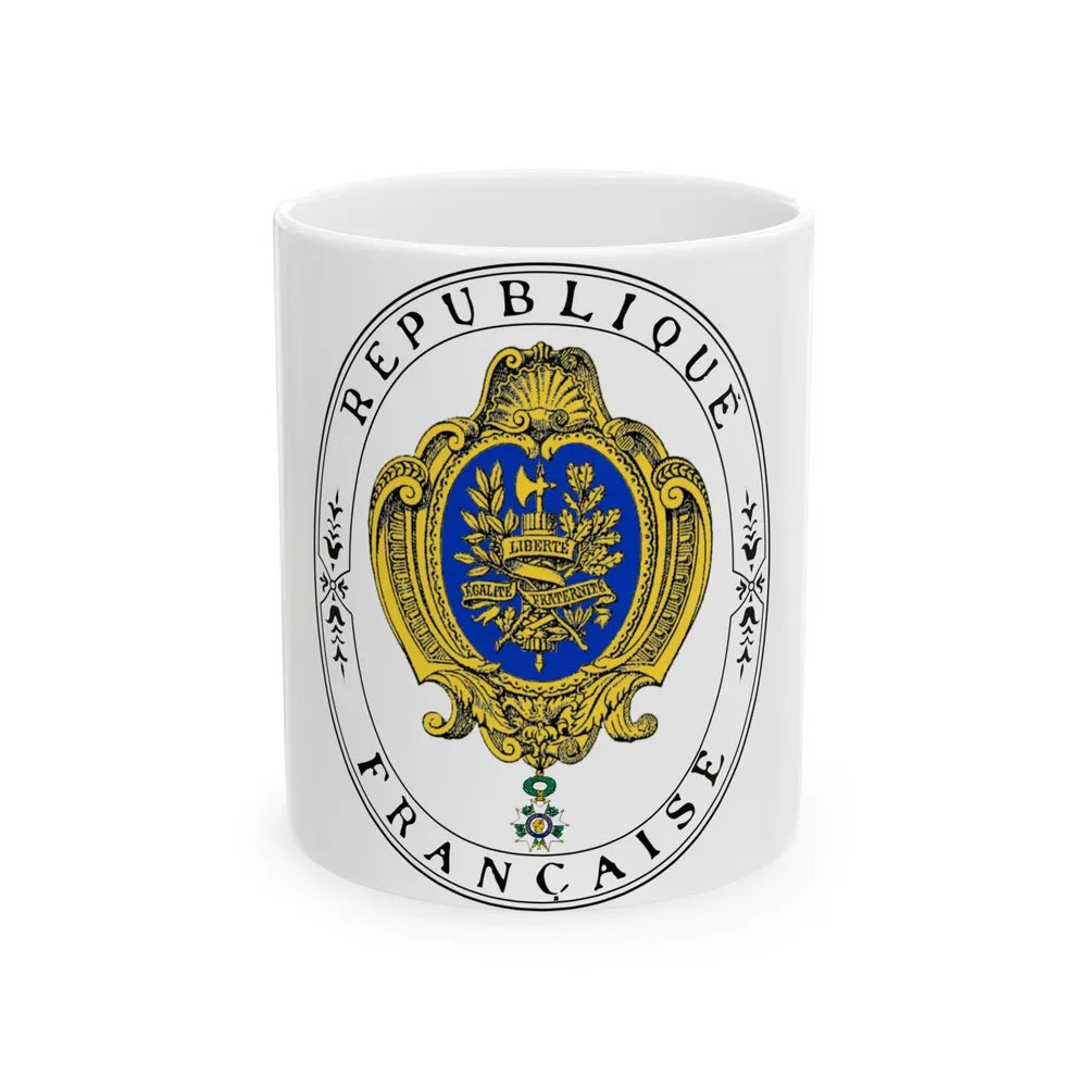 Coat of arms of the French Republic (1905) - White Coffee Mug-11oz-Go Mug Yourself