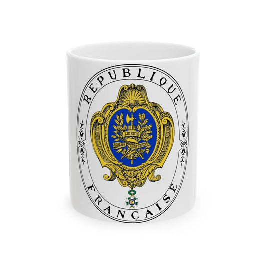 Coat of arms of the French Republic (1905) - White Coffee Mug-11oz-Go Mug Yourself