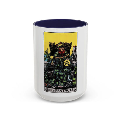 The King of Pentacles (Tarot Card) Accent Coffee Mug-15oz-Navy-Go Mug Yourself