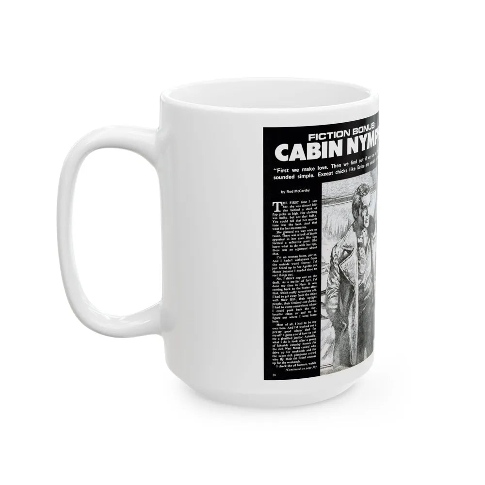 Cabin Nymph, Bluebook for Men, March 1972 - White Coffee Mug-Go Mug Yourself