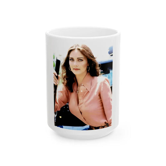 Lynda Carter #275 (Vintage Female Icon) White Coffee Mug-15oz-Go Mug Yourself