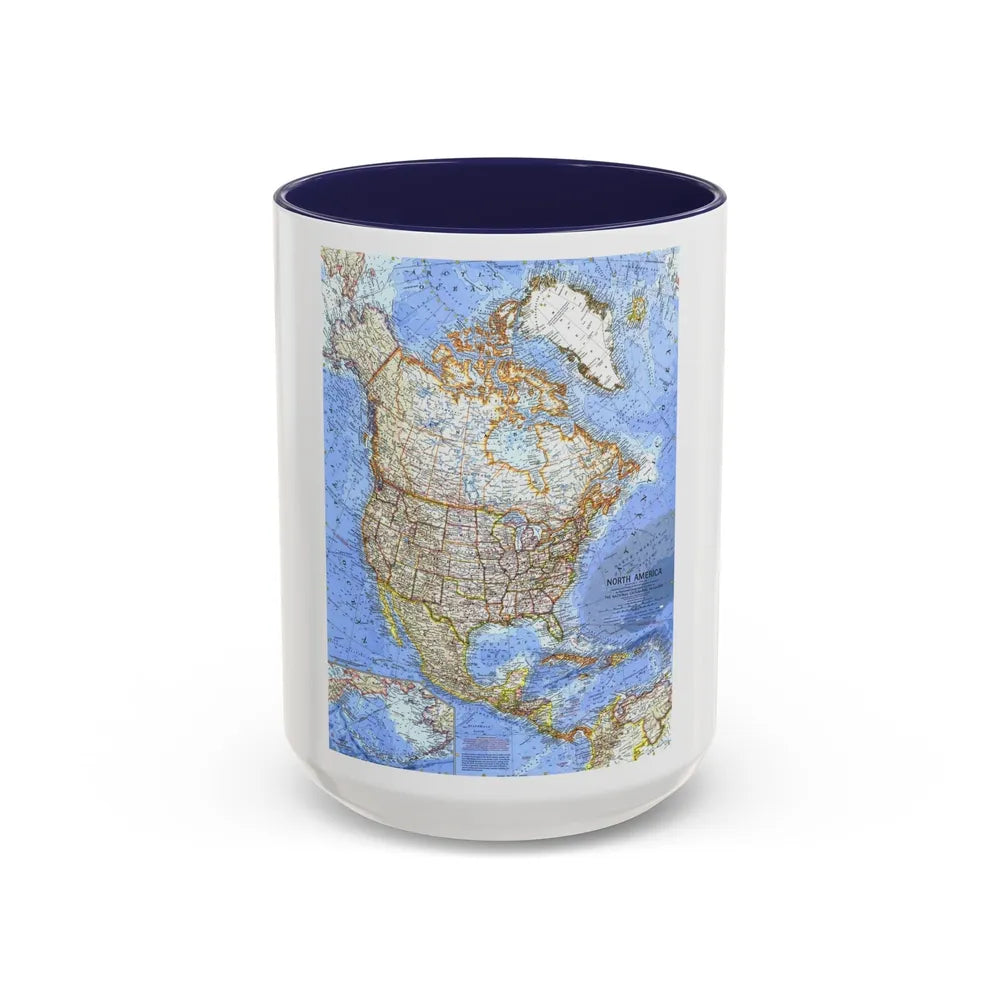 North America (1964) (Map) Accent Coffee Mug-15oz-Navy-Go Mug Yourself