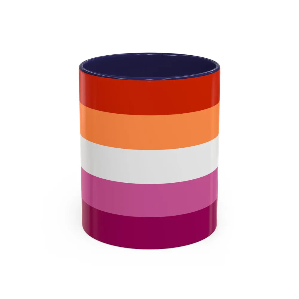 Lesbian 3 Pride Flag - Accent Coffee Mug-11oz-Navy-Go Mug Yourself