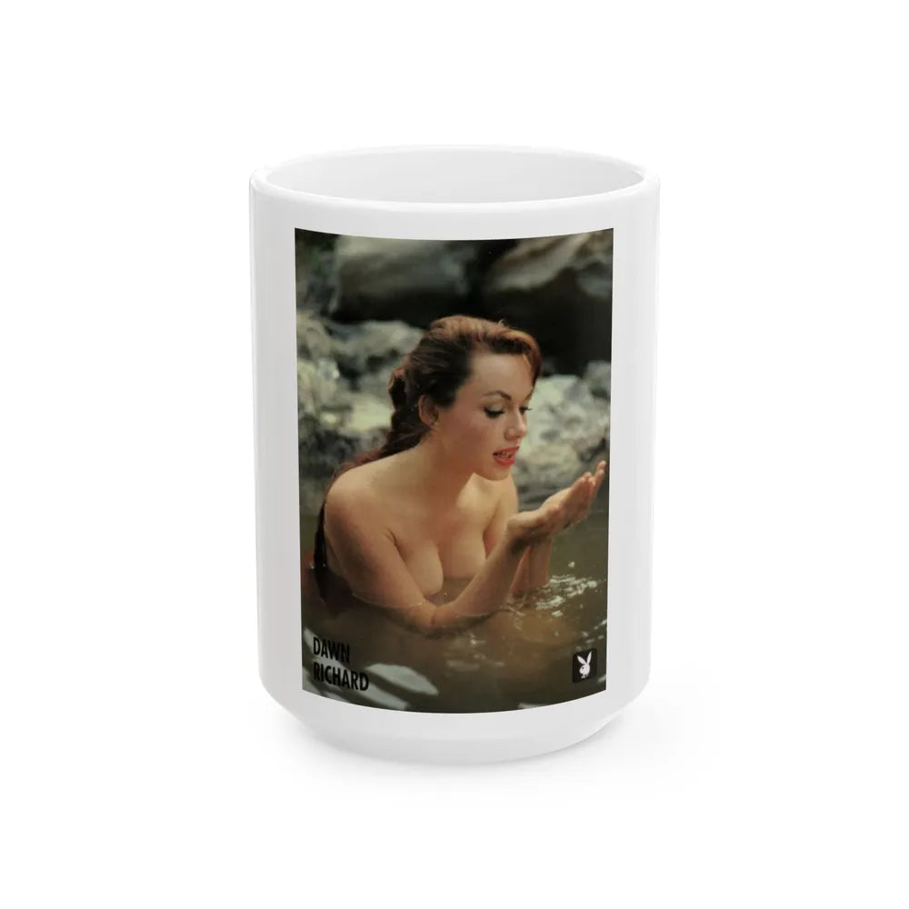 Dawn Richard #107 - Dawn on 2.5x3.5 Playboy Collector Card (Vintage Female Icon) White Coffee Mug-15oz-Go Mug Yourself