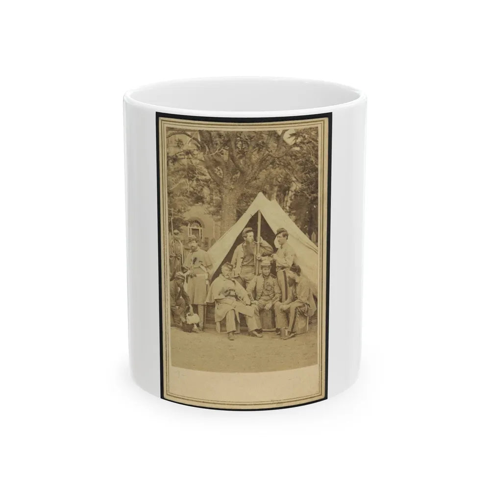 8th Company Soldiers At A Military Camp, Possibly In Washington, D.C. (U.S. Civil War) White Coffee Mug-11oz-Go Mug Yourself