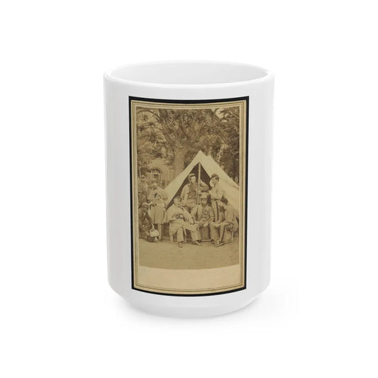 8th Company Soldiers At A Military Camp, Possibly In Washington, D.C. (U.S. Civil War) White Coffee Mug-15oz-Go Mug Yourself