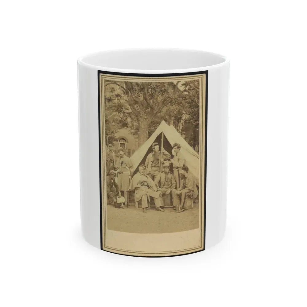 8th Company Soldiers At A Military Camp, Possibly In Washington, D.C. (U.S. Civil War) White Coffee Mug 11oz - Go Mug Yourself