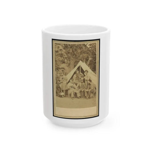 8th Company Soldiers At A Military Camp, Possibly In Washington, D.C. (U.S. Civil War) White Coffee Mug 15oz - Go Mug Yourself