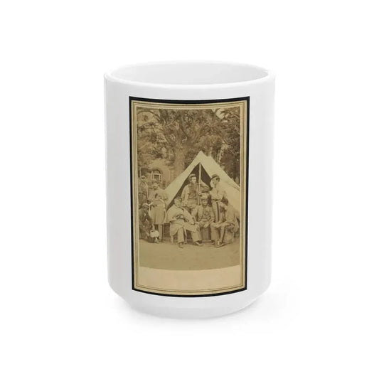 8th Company Soldiers At A Military Camp, Possibly In Washington, D.C. (U.S. Civil War) White Coffee Mug 15oz - Go Mug Yourself