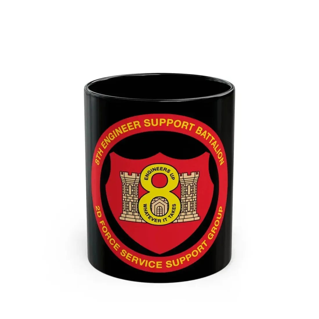 8th Engineer Support Battalion 2nd Force Service Support Group (USMC) Black Coffee Mug 11oz - Go Mug Yourself