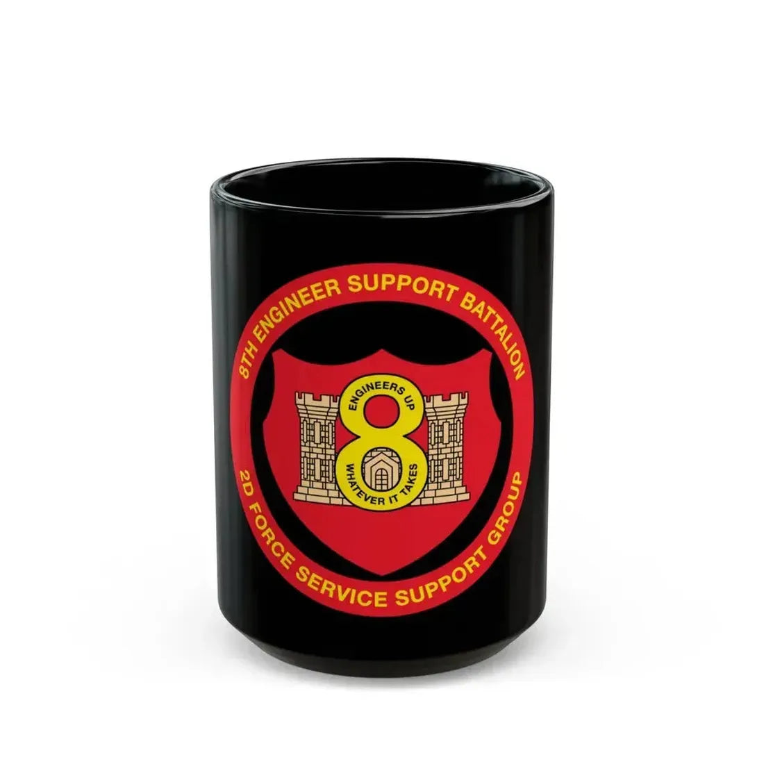 8th Engineer Support Battalion 2nd Force Service Support Group (USMC) Black Coffee Mug 15oz - Go Mug Yourself