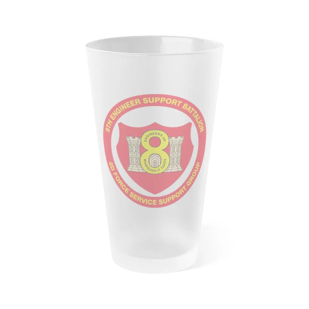 8th Engineer Support Battalion 2nd Force Service Support Group (USMC) Frosted Pint Glass 16oz-Go Mug Yourself