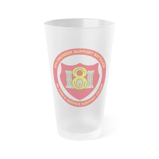 8th Engineer Support Battalion 2nd Force Service Support Group (USMC) Frosted Pint Glass 16oz-Go Mug Yourself