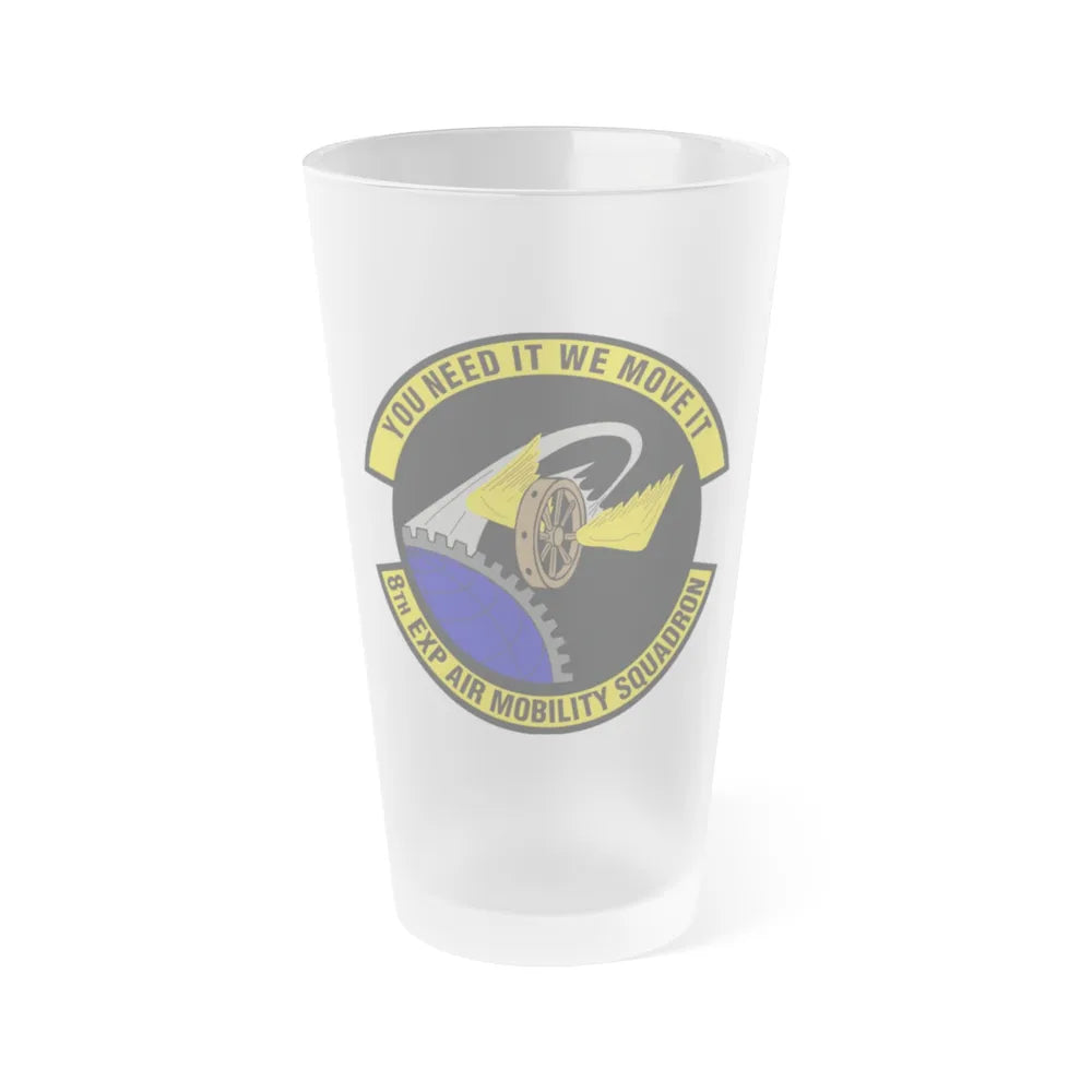 8th Expeditionary Air Mobility Squadron (U.S. Air Force) Frosted Pint Glass 16oz-Go Mug Yourself