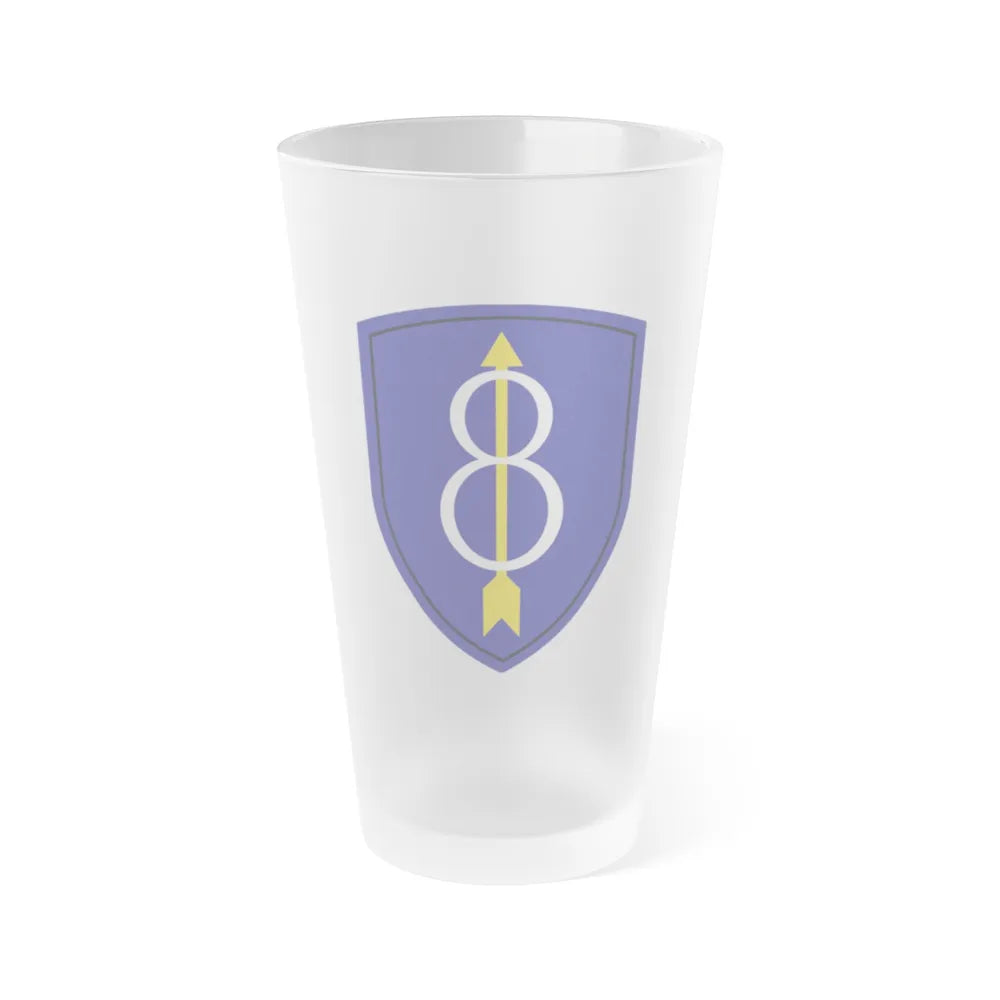 8th Infantry Division patch (U.S. Army) Frosted Pint Glass 16oz-Go Mug Yourself