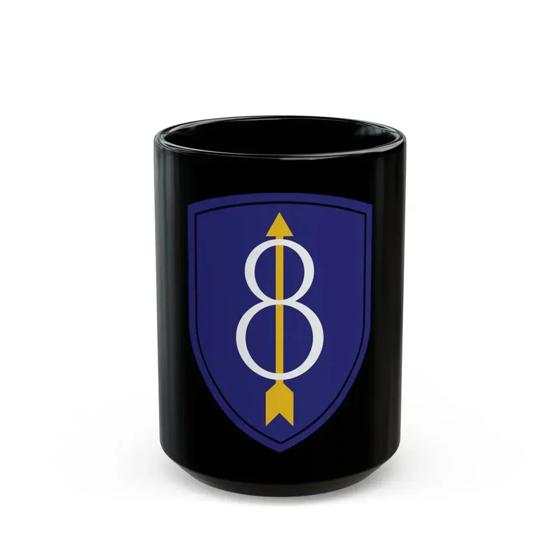 8th Infantry Division patch (U.S. Army) Black Coffee Mug 15oz - Go Mug Yourself