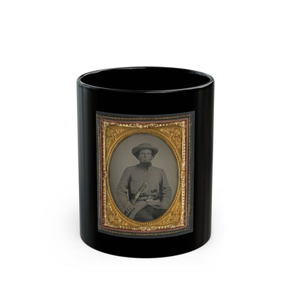 Unidentified Soldier In Confederate Uniform With Sword And Two Guns (U.S. Civil War) Black Coffee Mug