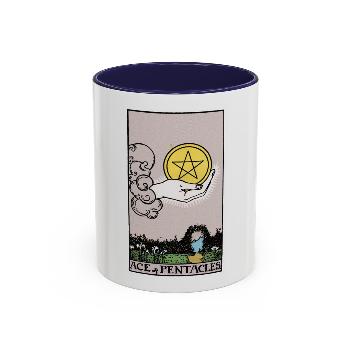 The Ace of p of Pentacles (Tarot Card) Accent Coffee Mug