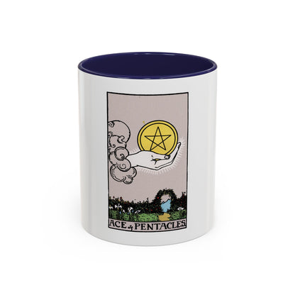 The Ace of p of Pentacles (Tarot Card) Accent Coffee Mug