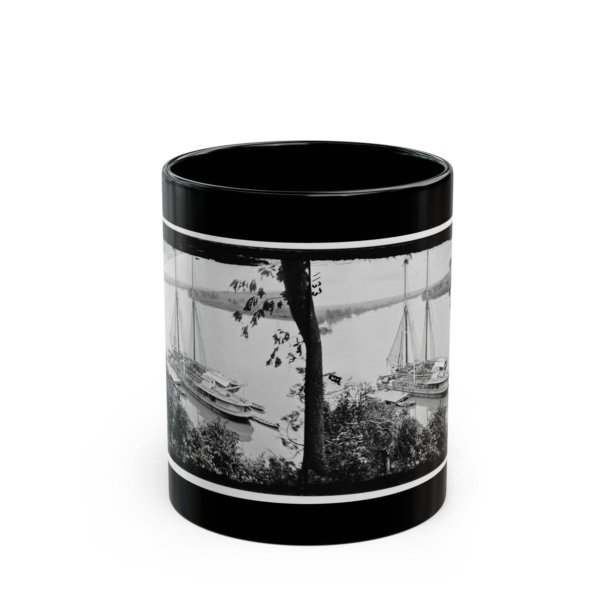 Drewry's Bluff, Va. Federal Transports With Cargoes Of Artillery On The James (U.S. Civil War) Black Coffee Mug