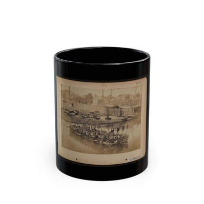 Military Construction In Northern Virginia  Raft Of Blanket Boats Ferrying Soldiers Across The Potomac River 001 (U.S. Civil War) Black Coffee Mug