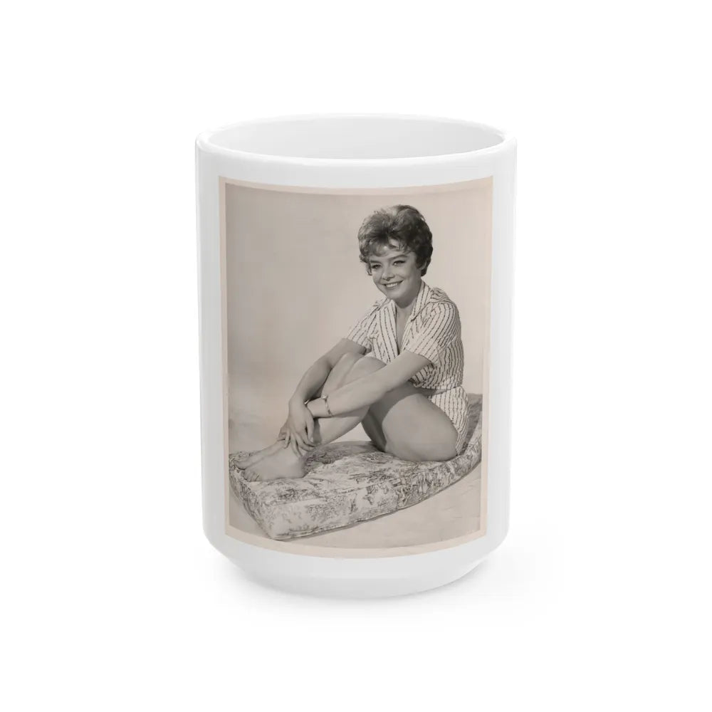 Janet Munro #33 - B&W Vintage 8x10 Full Body Cheesecake The Day The Earth Caught Fire '61 Promo Photo (Vintage Female Icon) White Coffee Mug-15oz-Go Mug Yourself