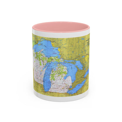 USA - Wisconsin, Michigan ,Great Lakes 1 (1973) (Map) Accent Coffee Mug
