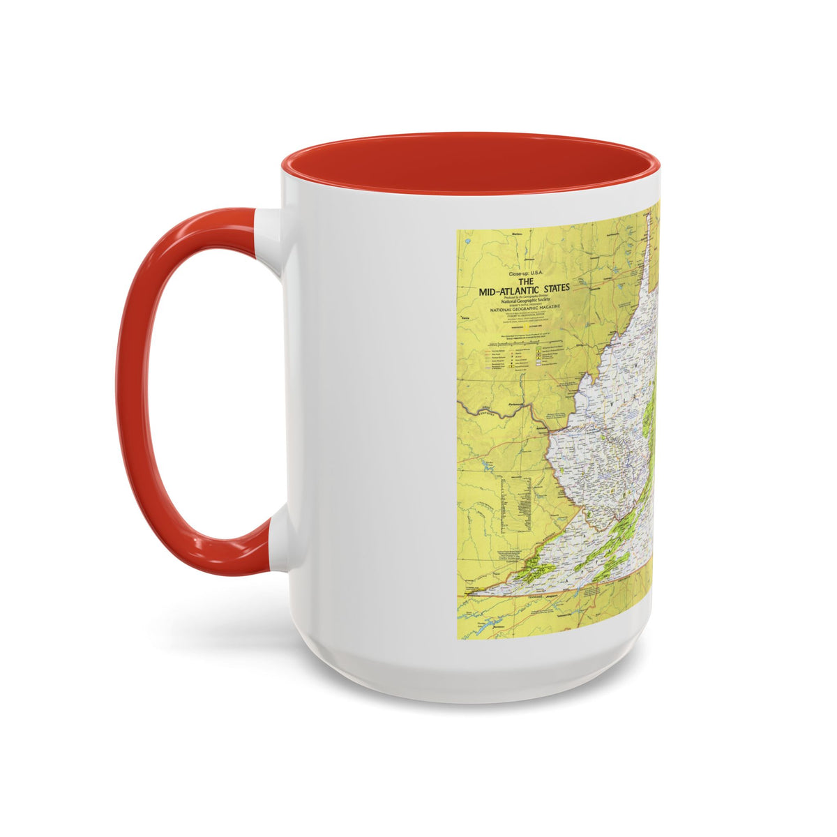 USA - Mid-Atlantic States 1 (1976) (Map) Accent Coffee Mug
