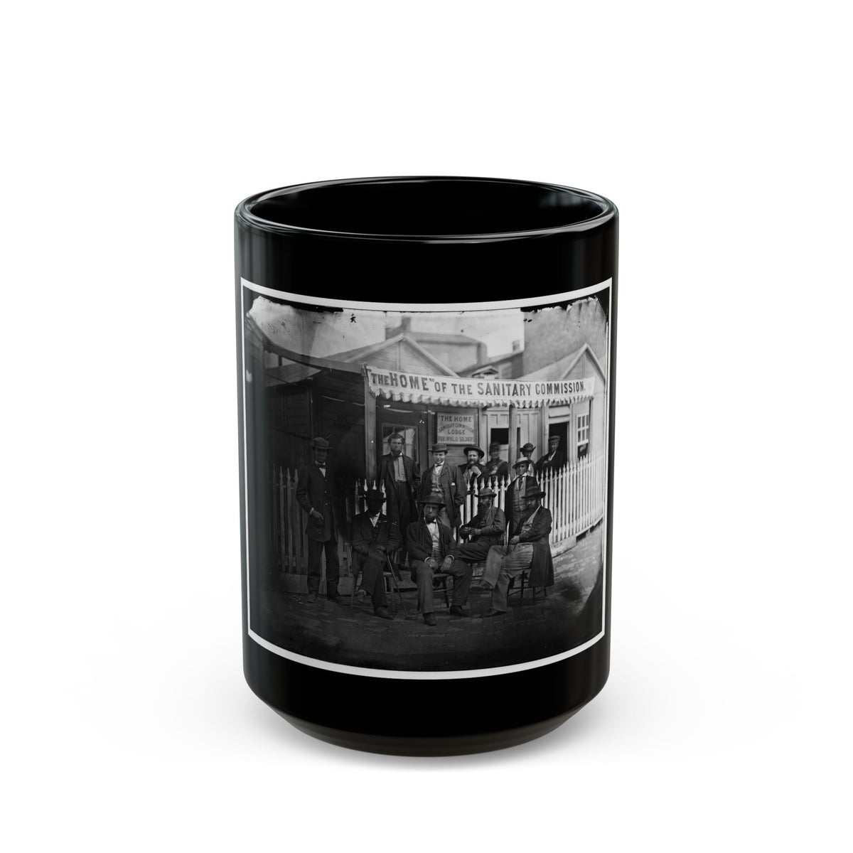 Washington, D.C. Group Of Sanitary Commission Workers At The Entrance Of The Home Lodge (U.S. Civil War) Black Coffee Mug