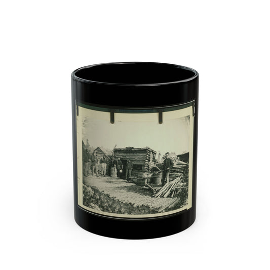 Civil War Camp Of The 6th N.Y. Artillery At Brandy Station, Virginia, Showing Union Soldiers In Front Of Log Company Kitchen (U.S. Civil War) Black Coffee Mug
