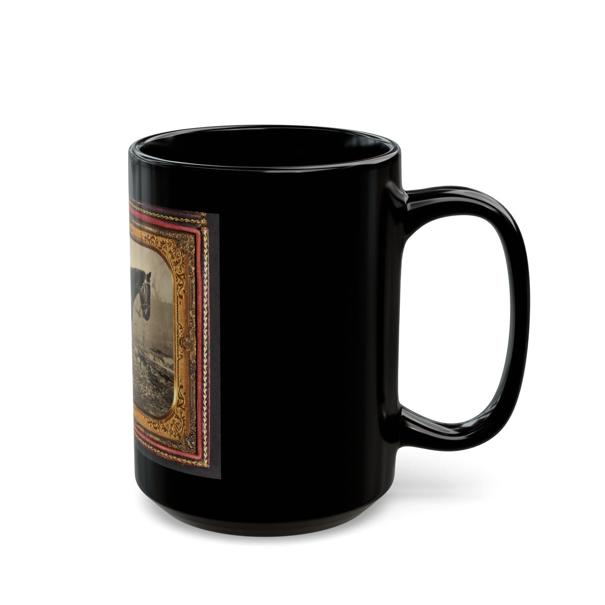 John E. Cummins Of The 50th, 99th, And 185th Ohio Infantry Regiments In Union Uniform Next To A Horse (U.S. Civil War) Black Coffee Mug