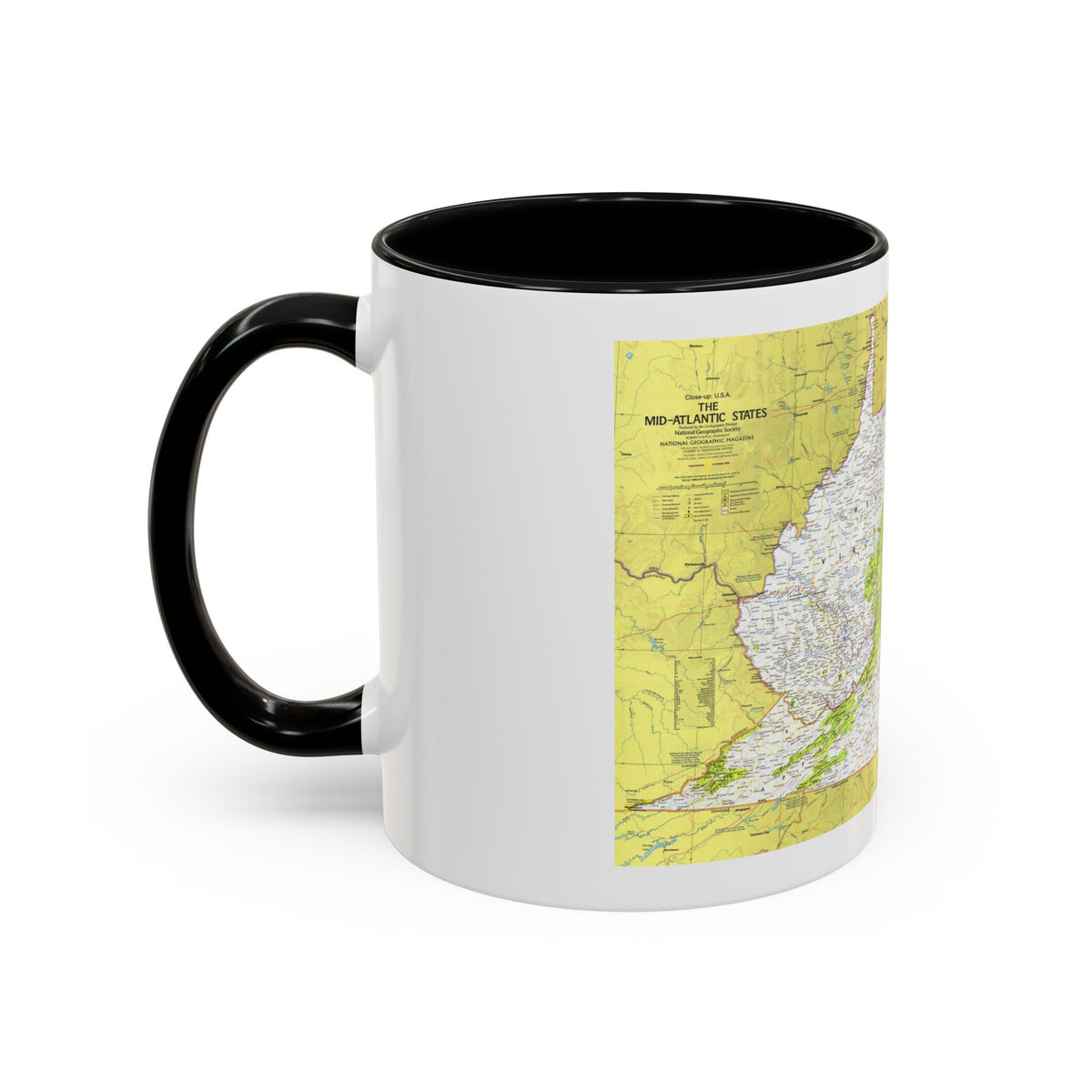 USA - Mid-Atlantic States 1 (1976) (Map) Accent Coffee Mug