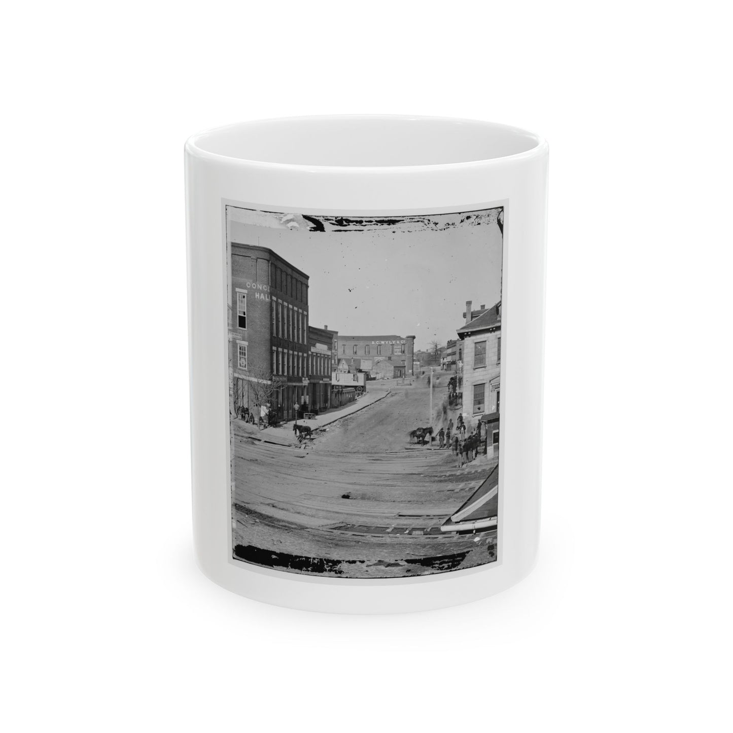 Atlanta, Georgia. Northward View Across The Tracks On Whitehall Street. Concert Hall On Left (U.S. Civil War) White Coffee Mug