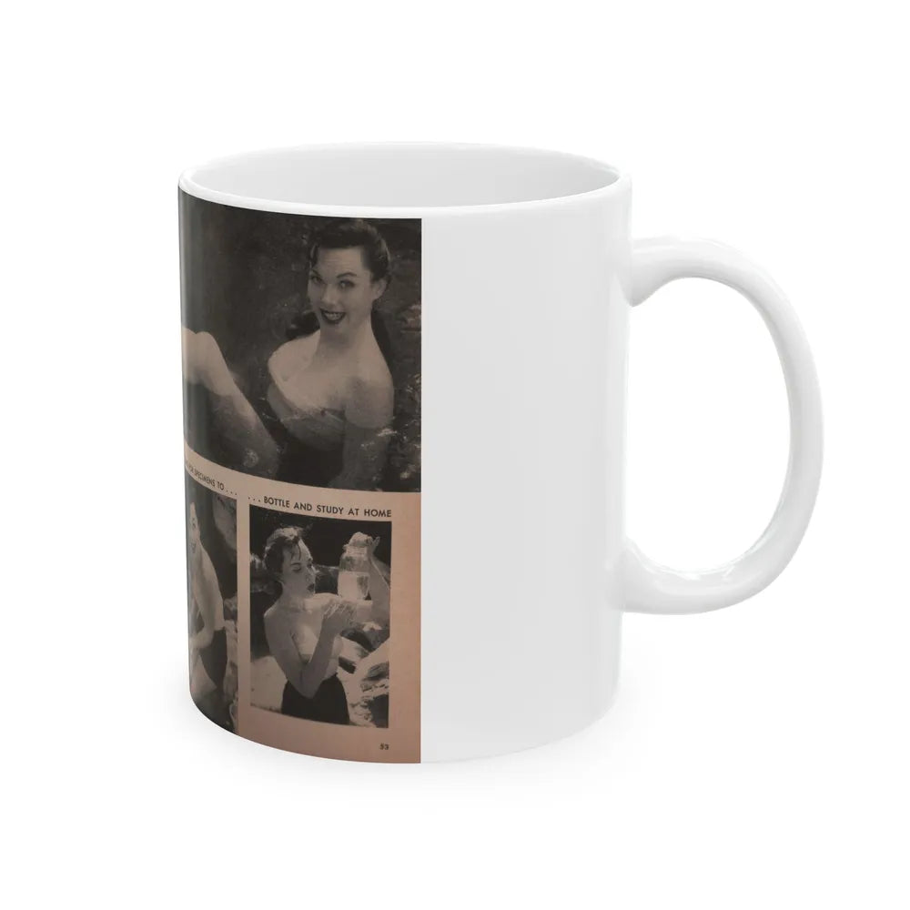 Dawn Richard #35 - [Pages 52 & 53] Including Pages 3 & 4 of 6 with, 4 B&W Photos, Article & Caption from People Today Pocket Mag. Nov. '57 (Vintage Female Icon) White Coffee Mug-Go Mug Yourself