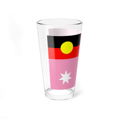 Australian Gay Pride Flag with Aboriginal Flag 2-3 (Australia) Pint Glass 16oz