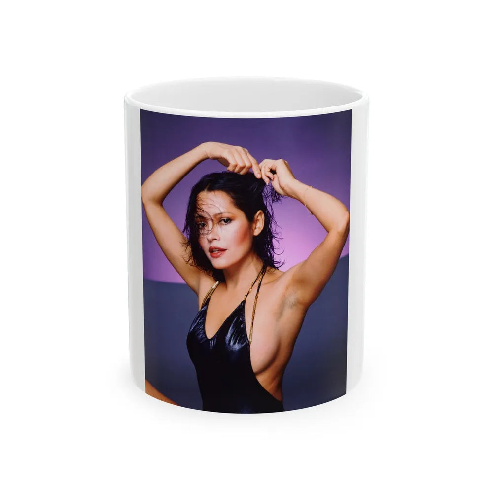 Barbara Carrera #76 (Vintage Female Icon) White Coffee Mug-11oz-Go Mug Yourself