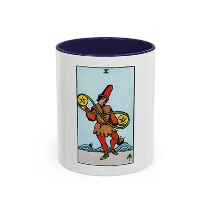 The 2 of Pentacles (Tarot Card) Accent Coffee Mug