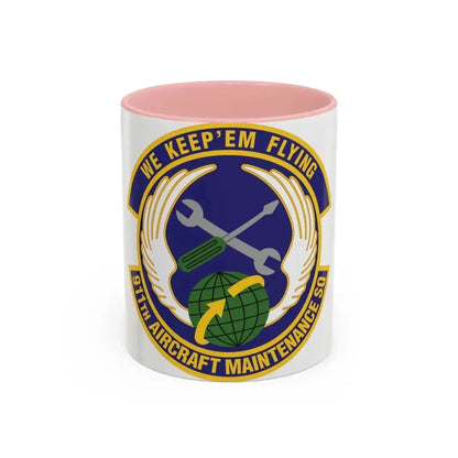 911th Aircraft Maintenance Squadron (U.S. Air Force) Accent Coffee Mug 11oz Pink - Go Mug Yourself