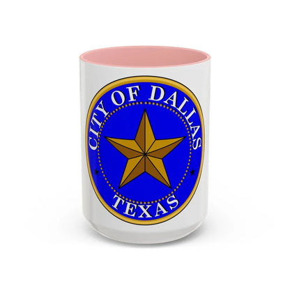 Seal of Dallas - Accent Coffee Mug-15oz-Pink-Go Mug Yourself