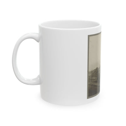 An Aerial View Of A House, Tents, And Other Buildings Partly Obscured By Trees (U.S. Civil War) White Coffee Mug