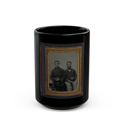 Two Unidentified Soldiers, Possibly Father And Son, In Union Uniforms With 20th Regiment Insignias On Their Kepis (U.S. Civil War) Black Coffee Mug