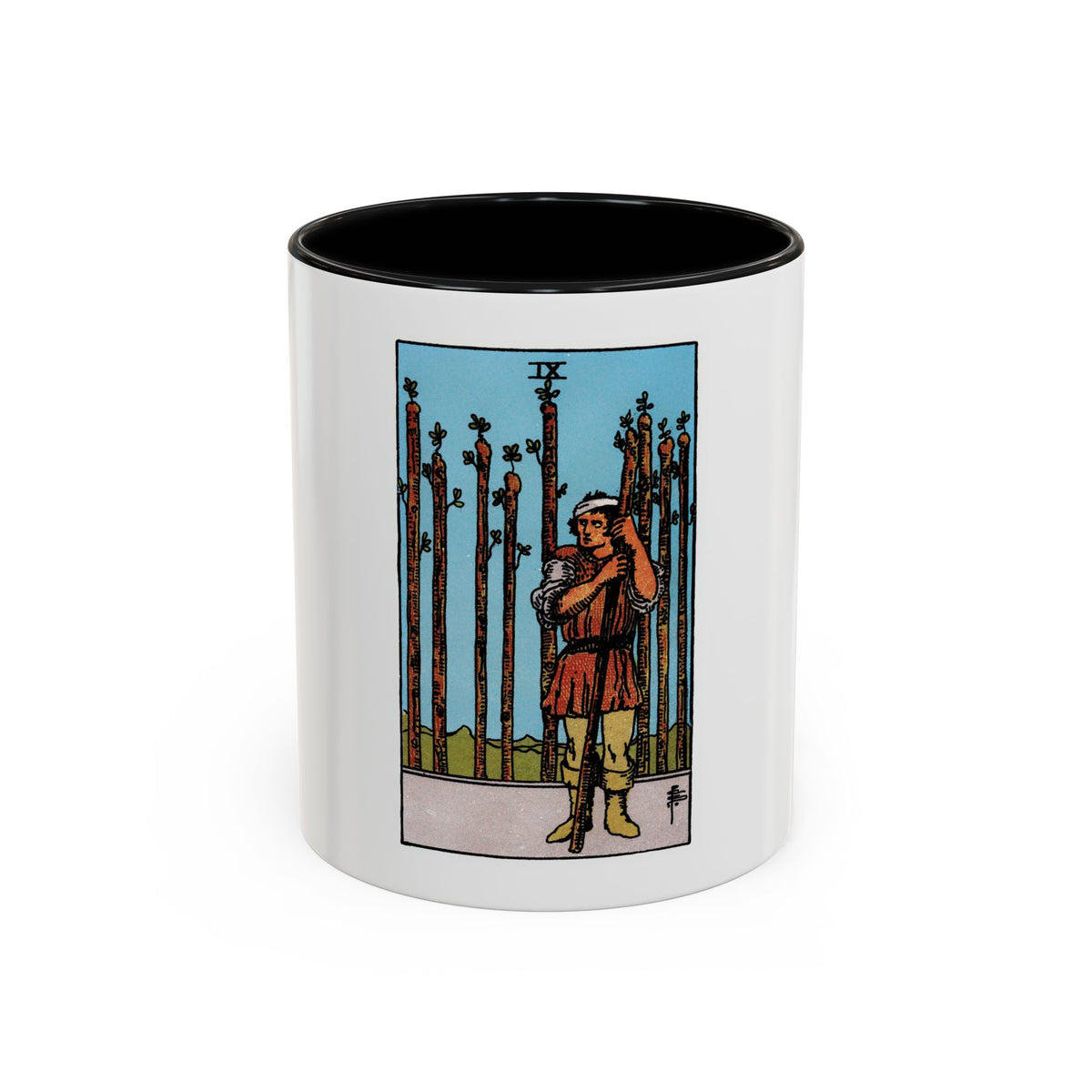 The 9 of Wands (Tarot Card) Accent Coffee Mug