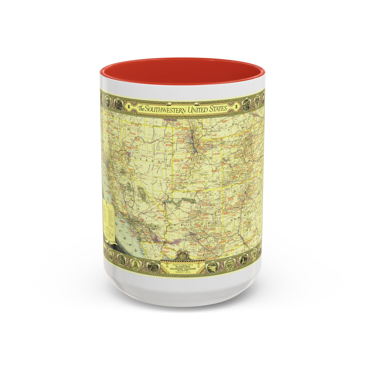 USA - Southwestern (1940) (Map) Accent Coffee Mug