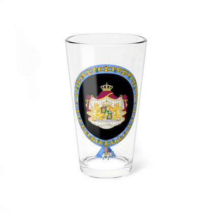 Coat of Arms of Willem-Alexander of the Netherlands Order of the Elephant Variant (Denmark) (Coat of Arms) Pint Glass 16oz