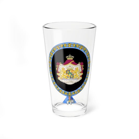 Coat of Arms of Willem-Alexander of the Netherlands Order of the Elephant Variant (Denmark) (Coat of Arms) Pint Glass 16oz