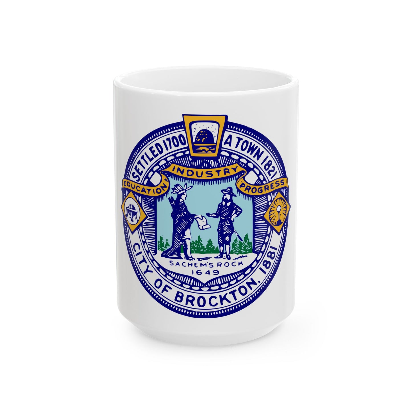 Seal of Brockton Massachusetts - White Coffee Mug