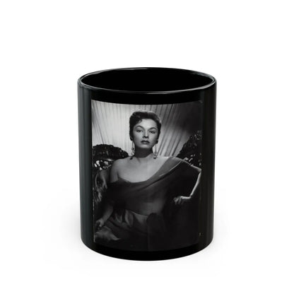 Ruth Roman #102 - 8.5x10.5 B&W Upper Body Glamour Photo on Magazine Page (Vintage Female Icon) Black Coffee Mug-11oz-Go Mug Yourself